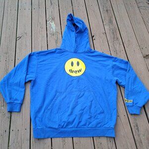 %Drew House Men's Blue and Yellow Hoodie Size 2XL Men Justin Bieber